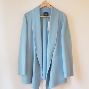 theory sileena wool/cashmere shawl coat in paradise blue